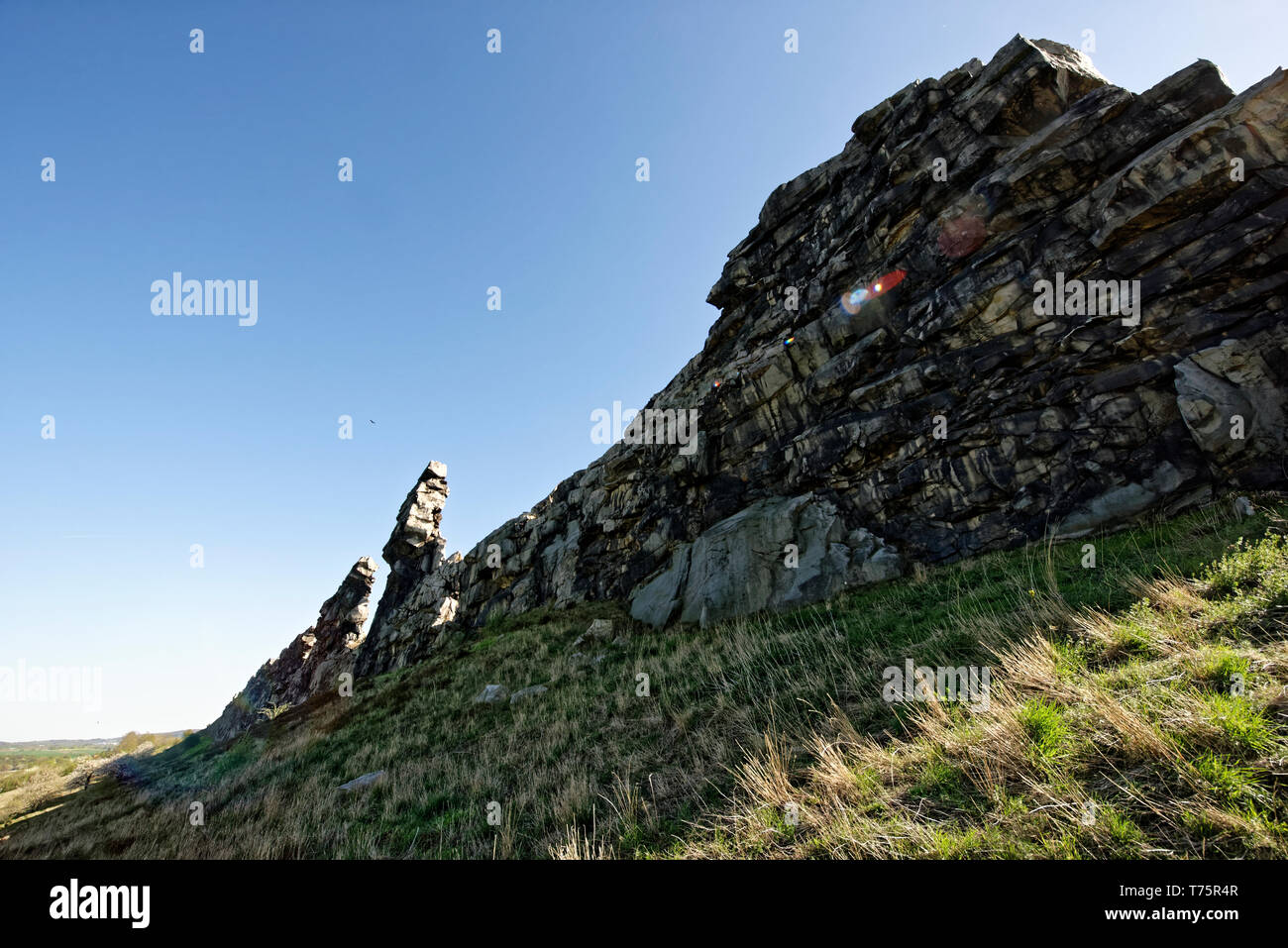 Der Teufelsmauerstieg zwischen Blankenburg und Ballenstedt. Foto Stock