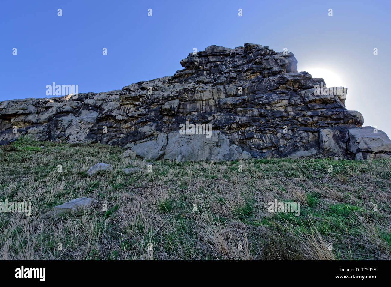 Der Teufelsmauerstieg zwischen Blankenburg und Ballenstedt. Foto Stock