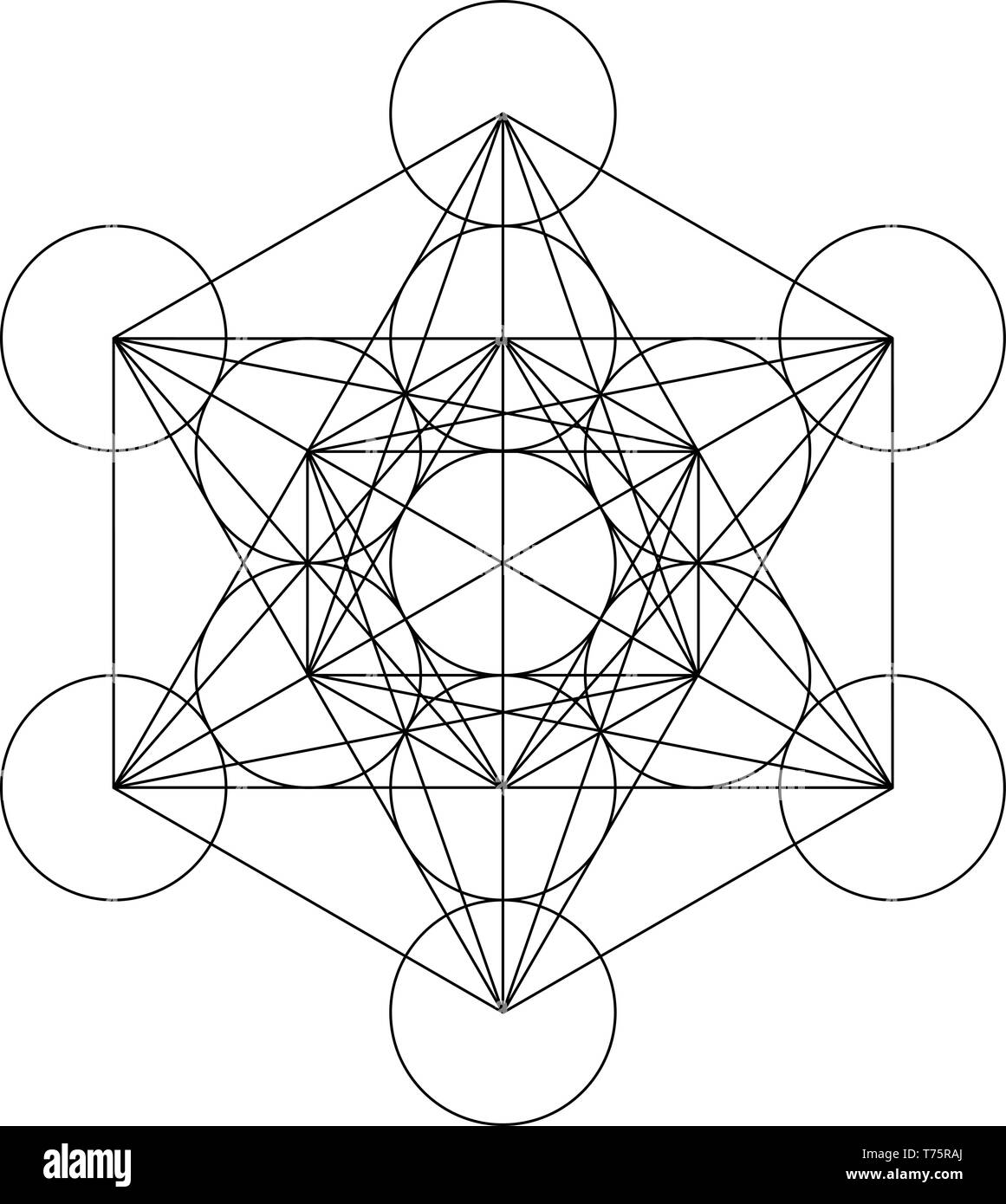Metatron geometria cubo santo oro rame platonico Illustrazione Vettoriale