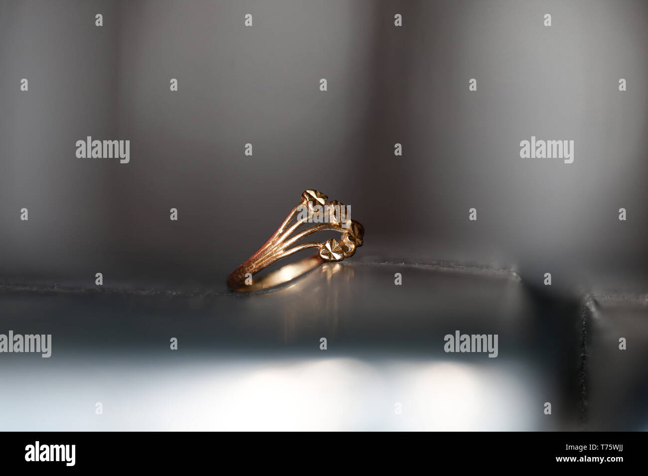 Un anello è un giro di nastro, solitamente in metallo, indossati come gioielli ornamentali. Foto Stock