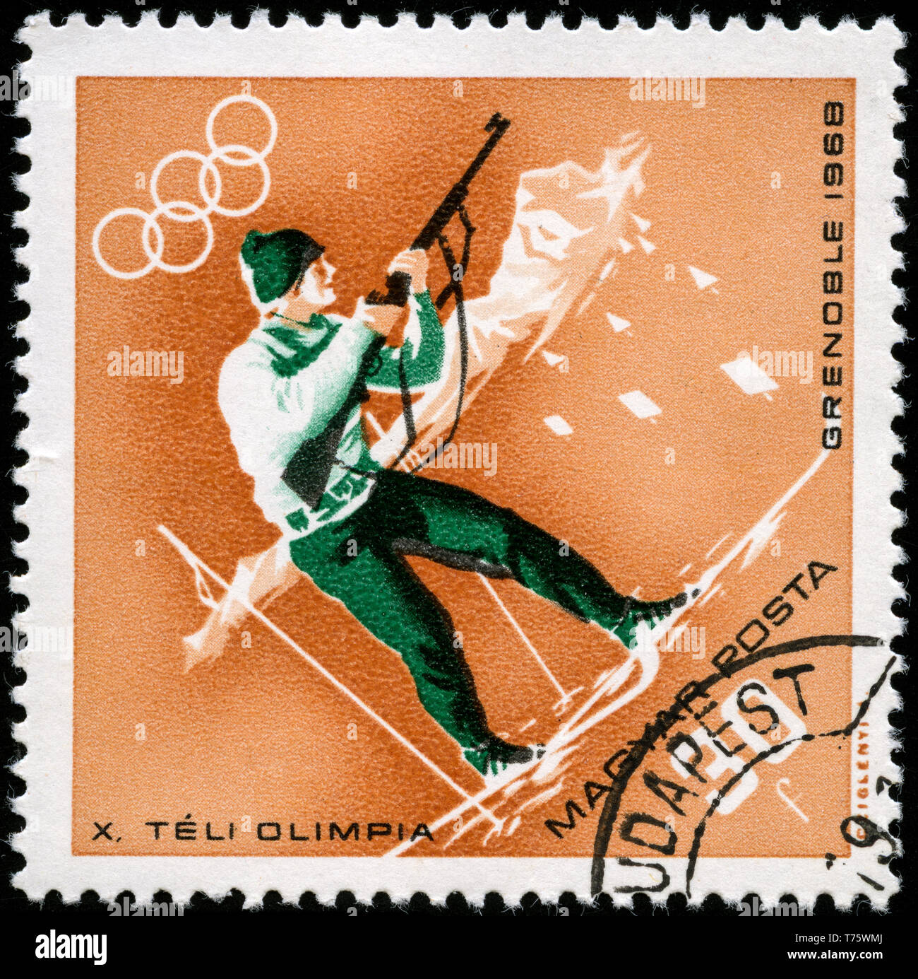 Francobollo dall'Ungheria in le Olimpiadi Invernali 1968, serie di Grenoble Foto Stock