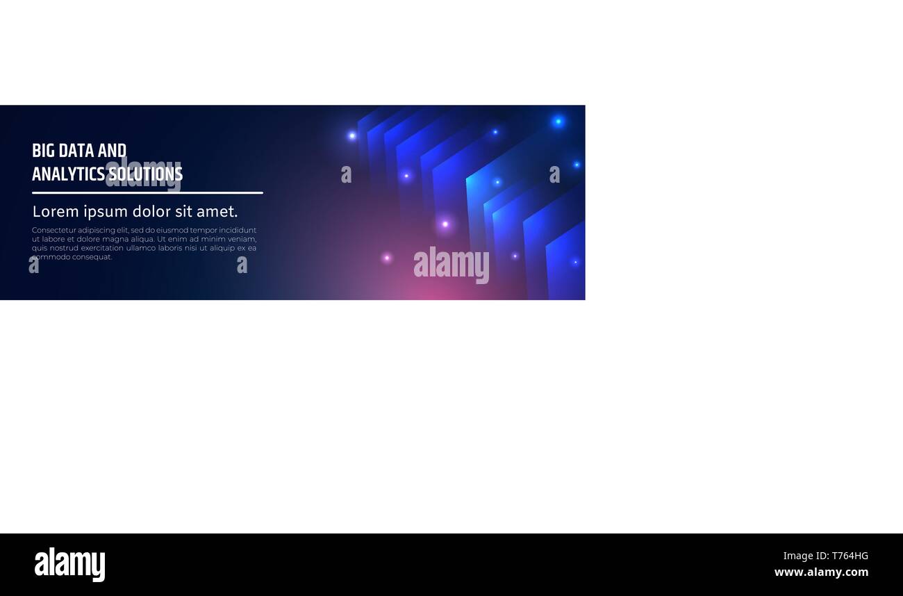 Dati di grandi dimensioni e le soluzioni di analisi - Banner Web modello. Illustrazione Vettoriale