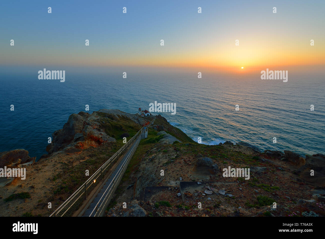 Point Reyes Lighthouse al tramonto Foto Stock