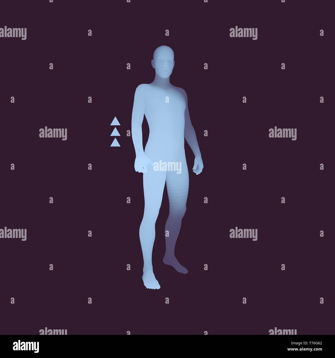 In piedi Man. 3D il corpo umano modello. Elemento di design. L uomo sta in piedi. Illustrazione Vettoriale. Illustrazione Vettoriale