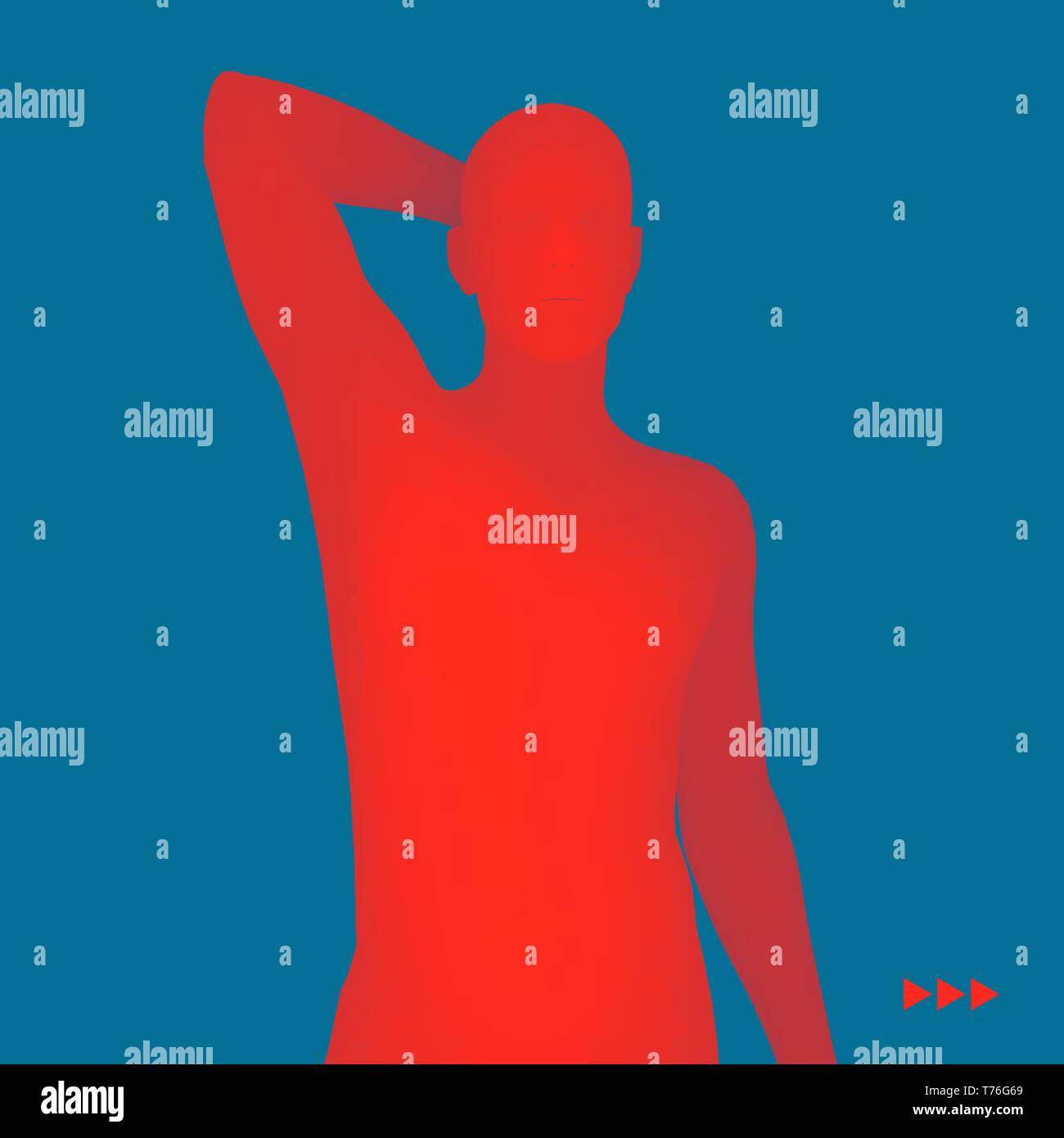 3D il corpo umano modello. Uomo in un pensatore pongono. Elemento di design. Illustrazione Vettoriale. Illustrazione Vettoriale