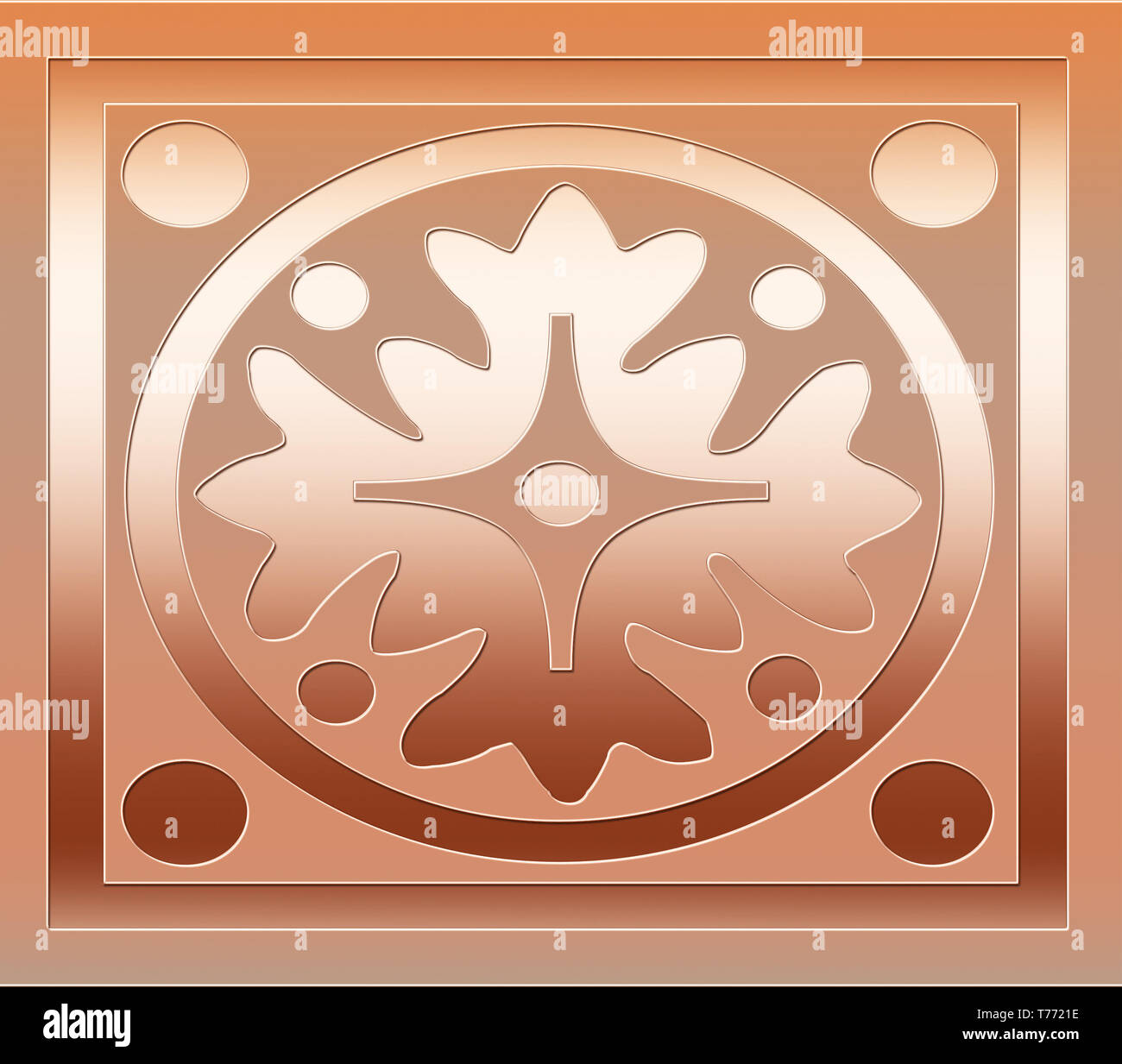 Disegno astratto in un materiale metallico color rame Foto Stock