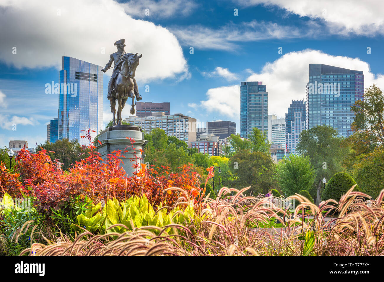 George Washington Monument al giardino pubblico di Boston, Massachusetts. Foto Stock