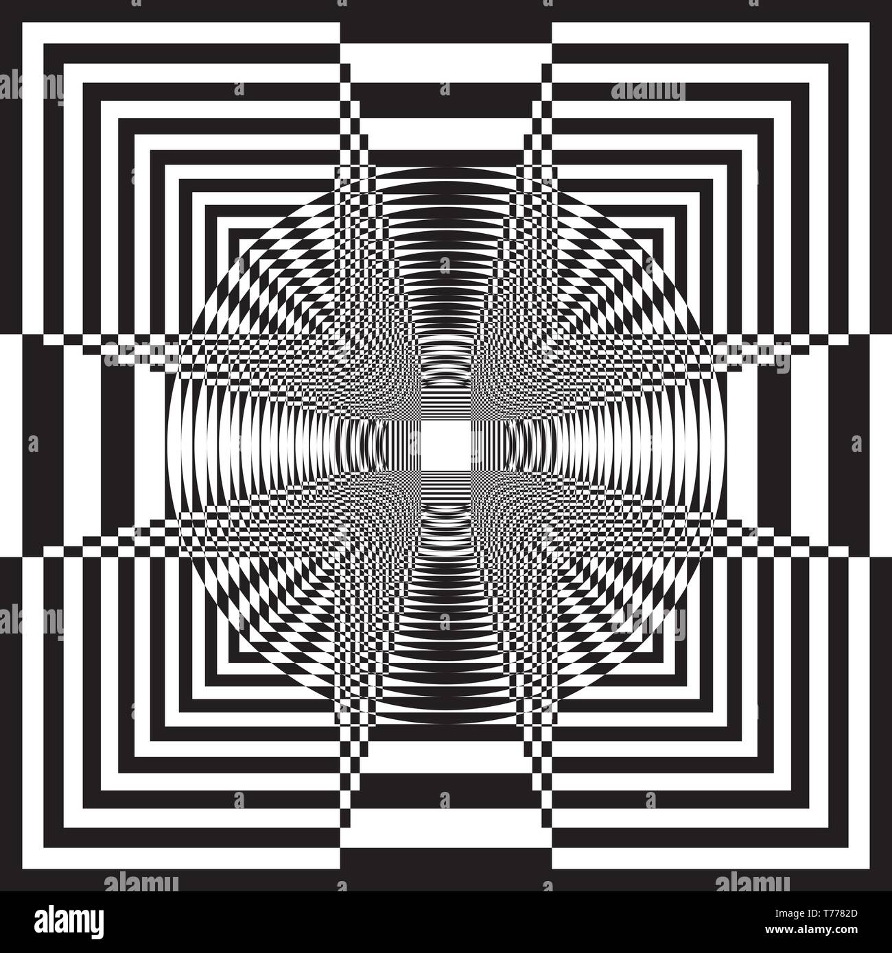 Nero su sfondo trasparente abstract arabesque optycal illusioni designer grafico Illustrazione Vettoriale