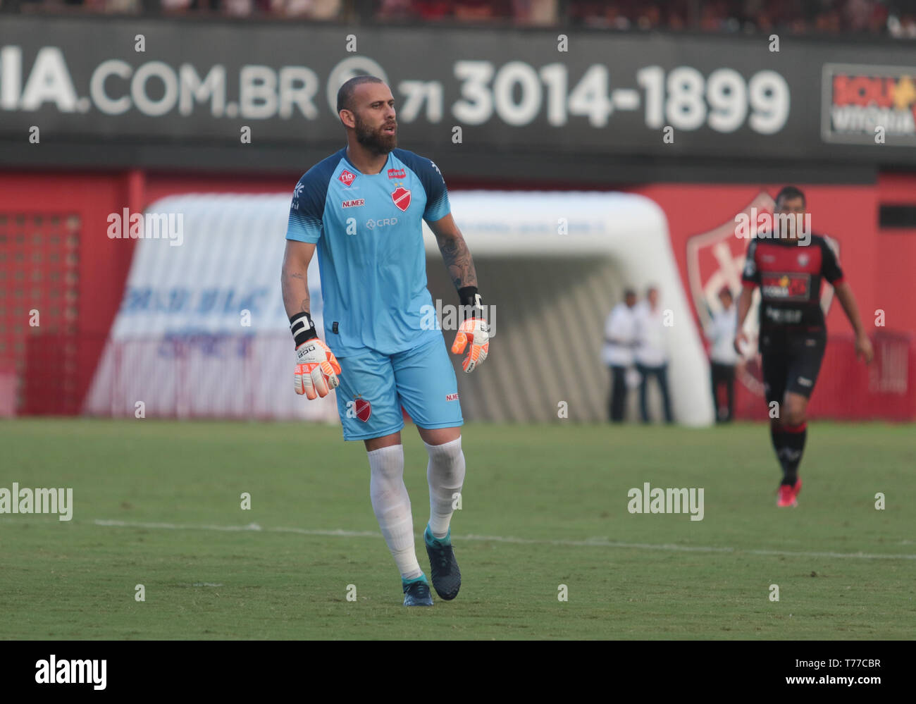 Salvador, Brasile. 04 Maggio, 2019. Rafael Santos, portiere di Vila Nova, durante una partita tra Vitória e Vila Nova, una partita valevole per il secondo round del campionato brasiliano di Serie B 2019, questo Sabato (04), presso il Manoel Barradas Stadium (Barradão) in Salvador, Bahia. Credito: Tiago Caldas/FotoArena/Alamy Live News Foto Stock