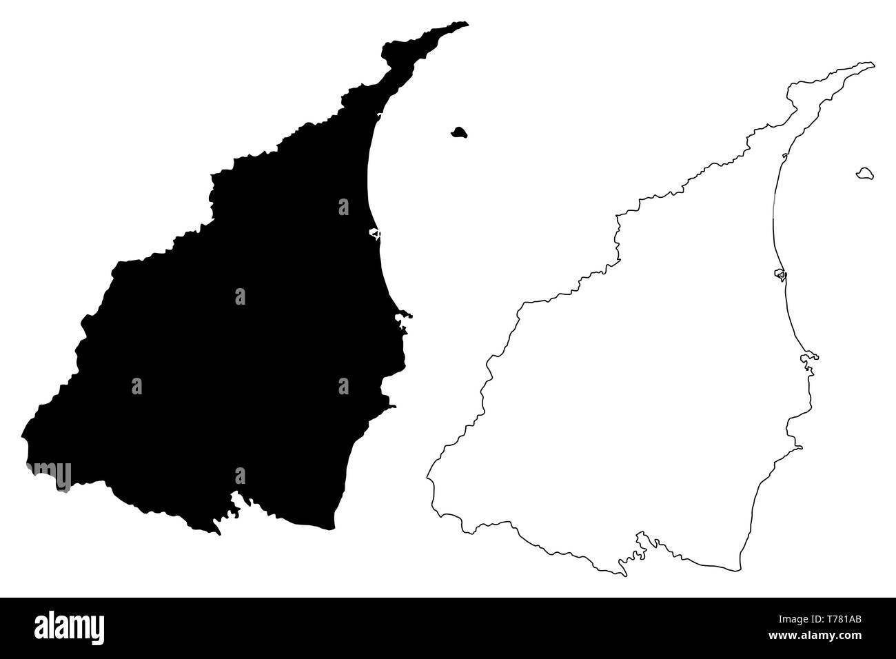 La Contea di Yilan (divisioni amministrative di Taiwan, Repubblica della Cina, ROC, contee) mappa illustrazione vettoriale, scribble schizzo HO-lan, Ilan mappa Illustrazione Vettoriale