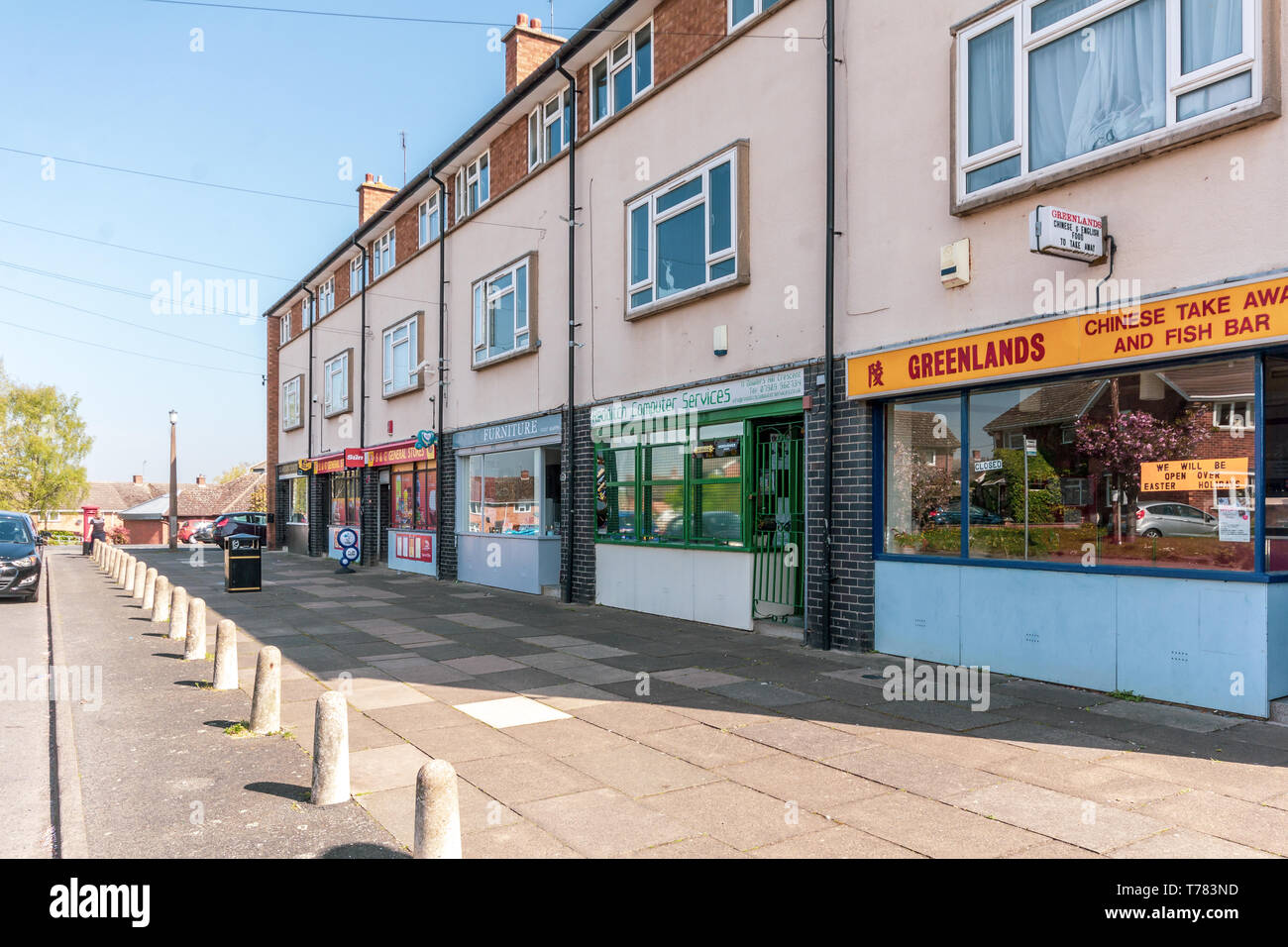 Negozi su Greenlands Estate in Redditch, Worcestershire. Foto Stock