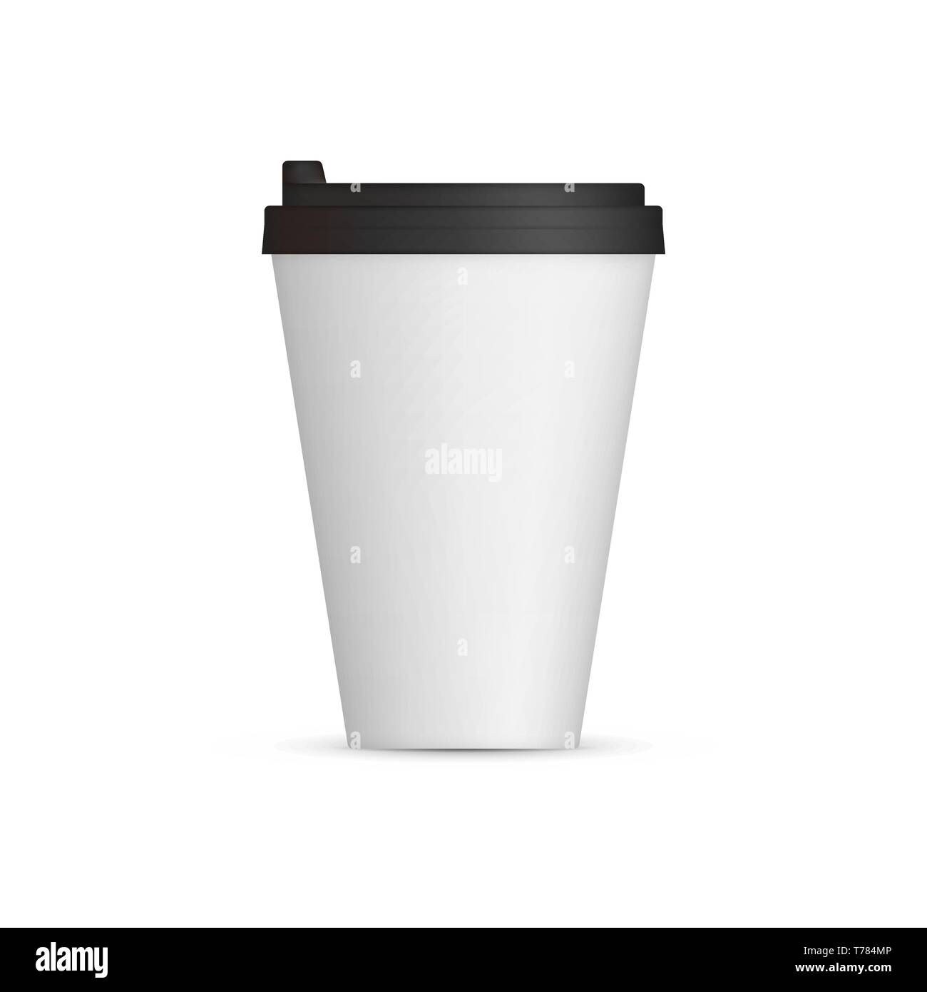 Bianco cappuccio caffè mock up. Boccale vuoto modello con spazio per il logo o testo. Illustrazione di vettore isolato su sfondo bianco Illustrazione Vettoriale