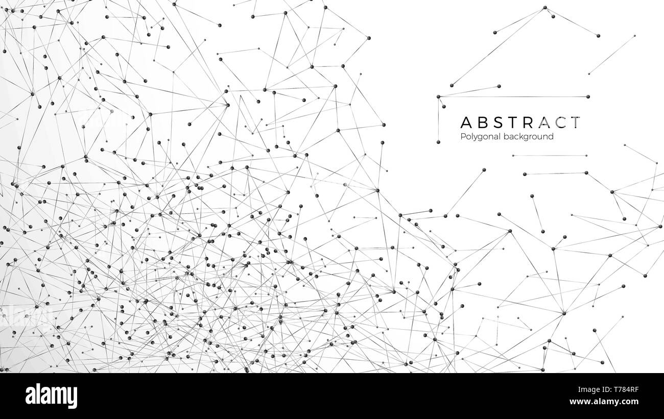 Abstract sfondo delle particelle. Pasticcio rete. Atomico e molecolare pattern. Nodi collegati nel web. Plesso futuristico array di dati di grandi dimensioni. Illustratio vettore Illustrazione Vettoriale