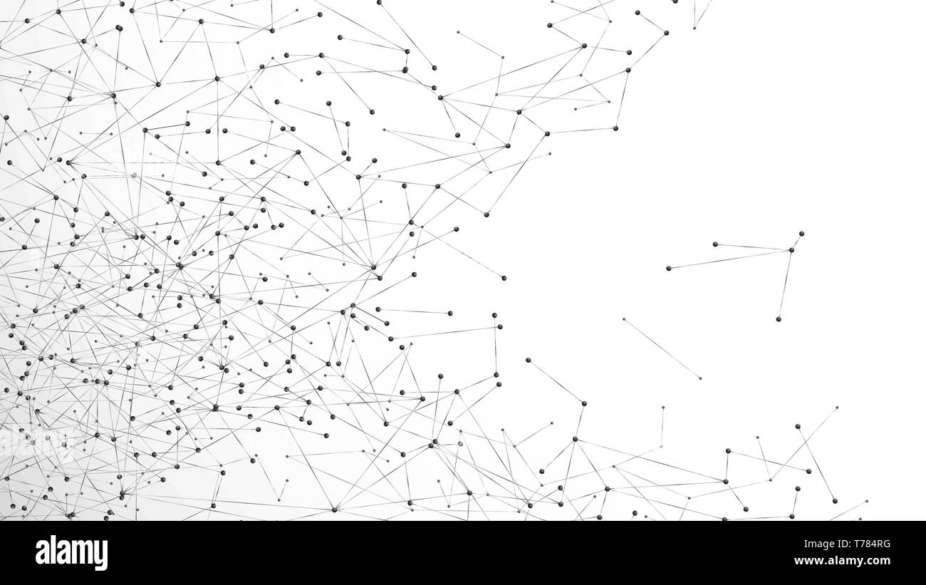 Abstract sfondo delle particelle. La mensa del plesso di rete. Atomico e molecolare pattern. Nodi collegati nel web. Illustrazione di vettore isolato su bianco backgro Illustrazione Vettoriale