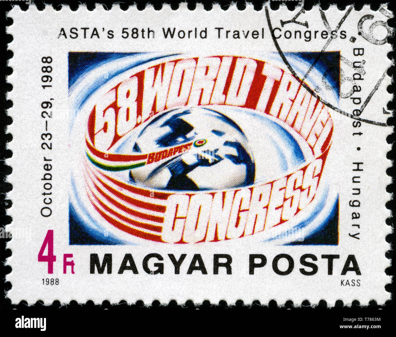 Francobollo dall'Ungheria in congressi e conferenze serie emessi nel 1988 Foto Stock
