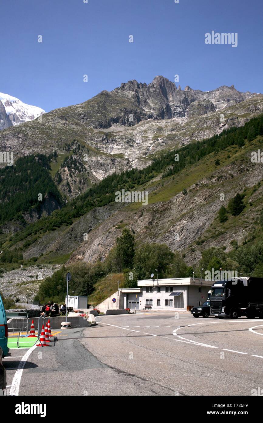 Traforo del Monte Bianco lato Italia Foto Stock