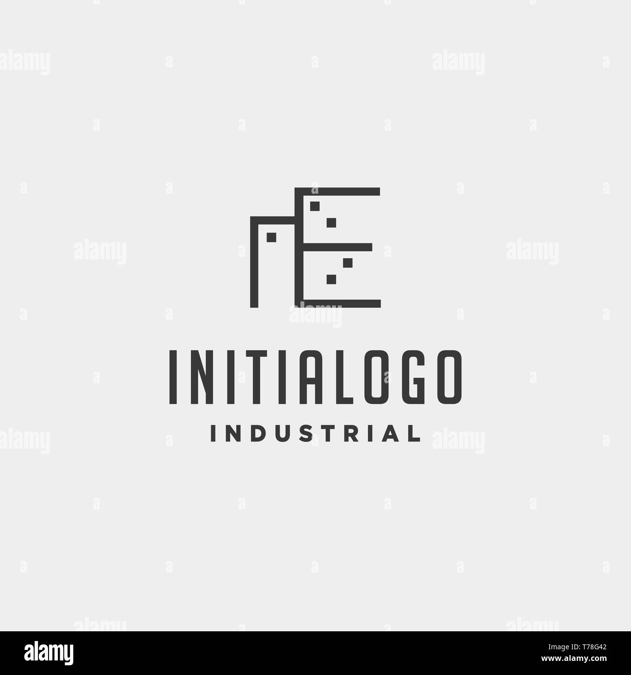 Lettera iniziale e real estate logo design per l'architetto, casa, azienda edile Illustrazione Vettoriale