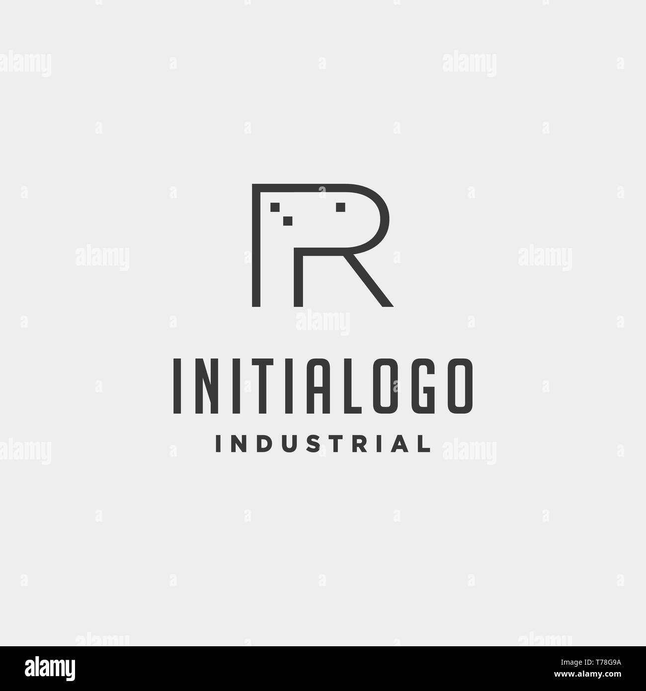 Lettera iniziale r real estate logo design per l'architetto, casa, azienda edile Illustrazione Vettoriale