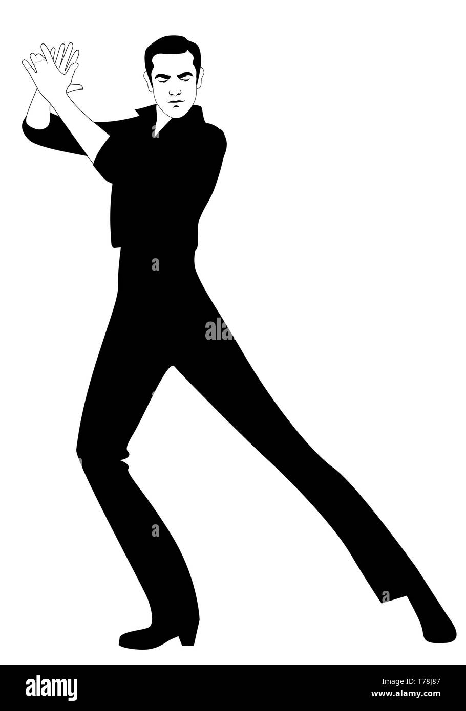 Ballerino spagnolo di flamenco uomo riproduzione di palme, isolati su sfondo bianco Illustrazione Vettoriale