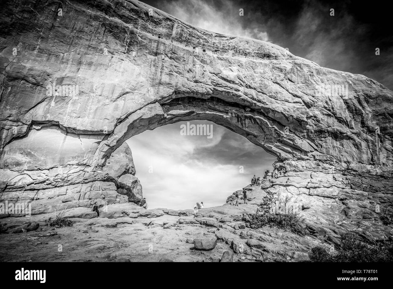 I fori nelle rocce al Parco Nazionale di Arches Foto Stock