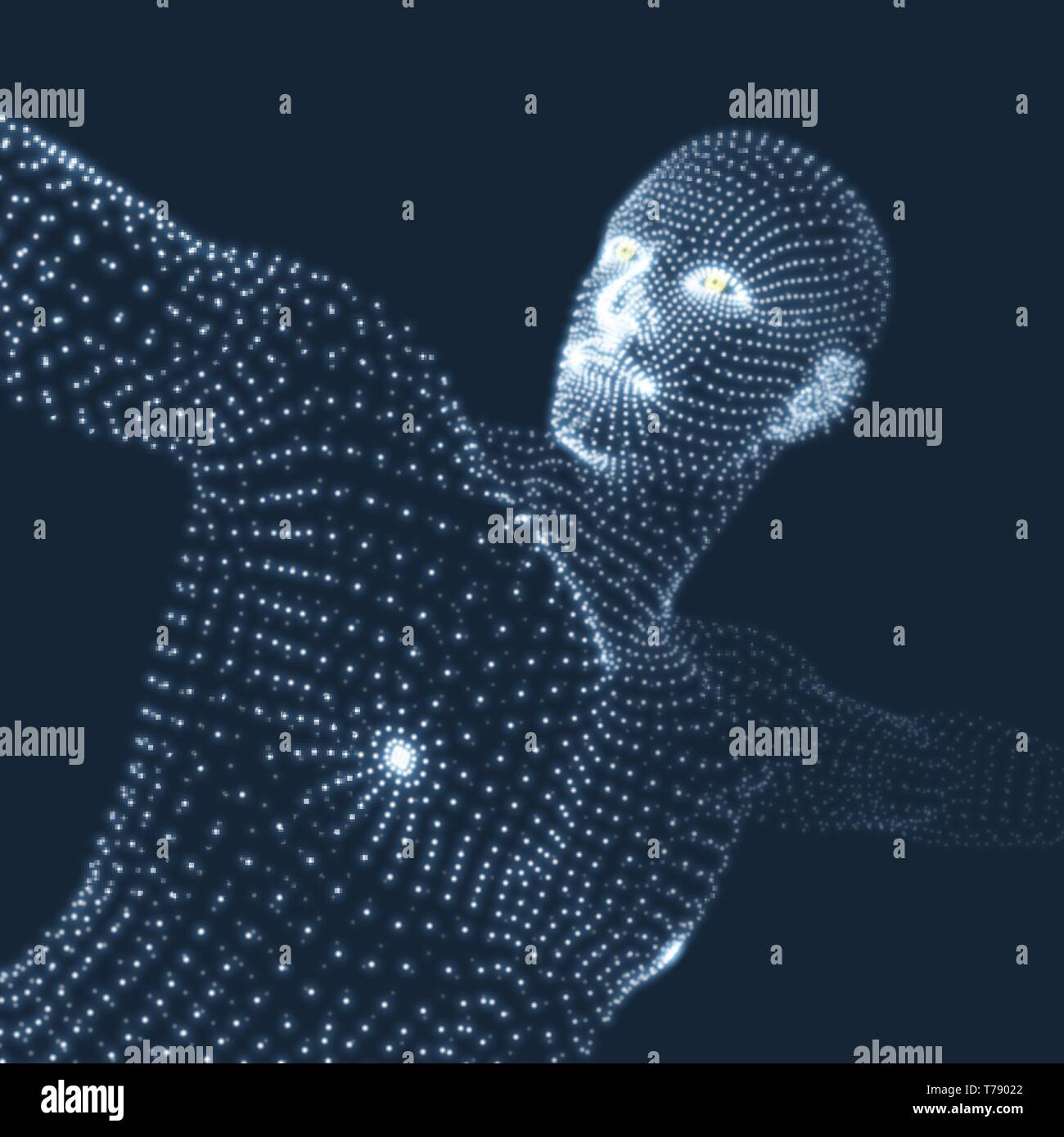 Modello 3D dell'uomo. Il corpo umano. Elemento di design. Illustrazione Vettoriale. Illustrazione Vettoriale