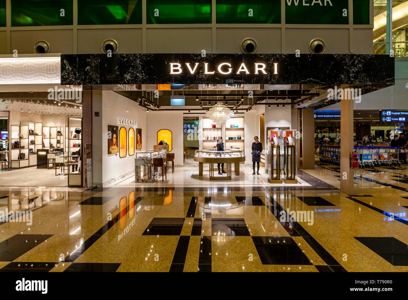 Shopping esclusivo, l'Aeroporto Changi di Singapore, Sud Est asiatico Foto Stock