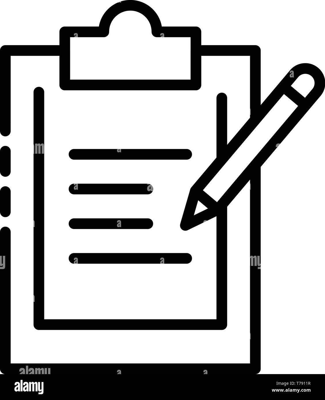 Documento e icona a forma di matita, stile contorno Illustrazione Vettoriale