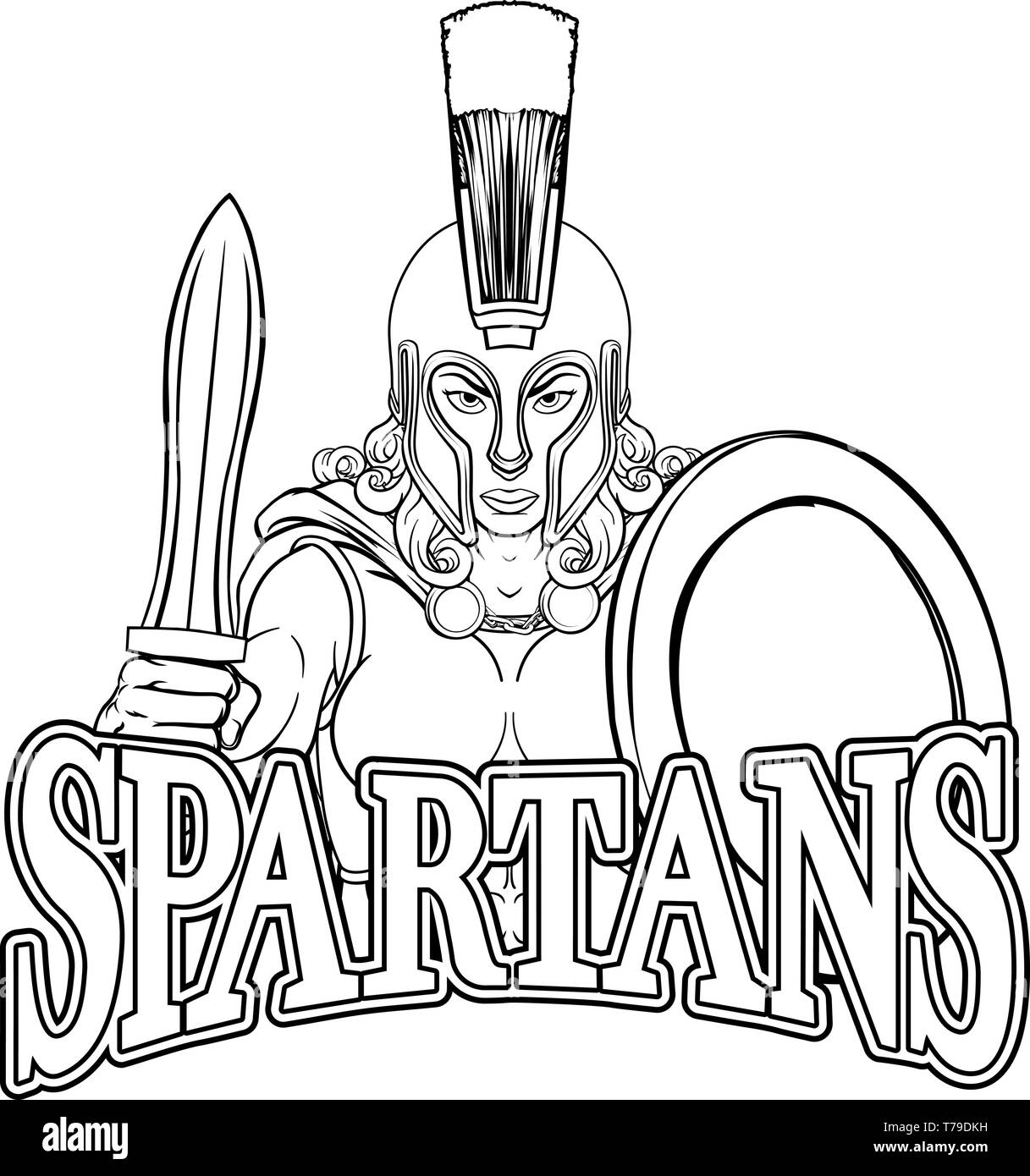 Spartan Trojan guerriera gladiatore donna Illustrazione Vettoriale