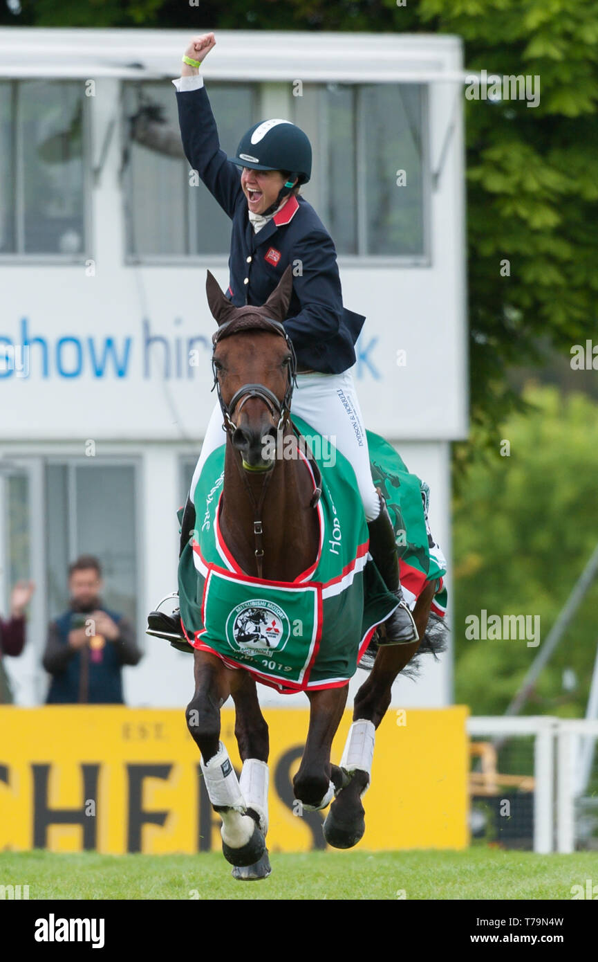 Piggy francese in occasione della cerimonia di premiazione del 2019 Mitsubishi Motors Badminton Horse Trials Foto Stock