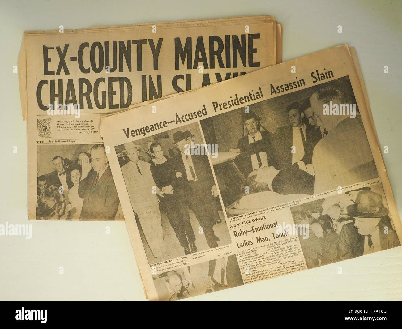 Novembre 1963, Montana quotidiani", copertura di uccisione di accusato assassino di JFK, Lee Harvey Oswald Foto Stock