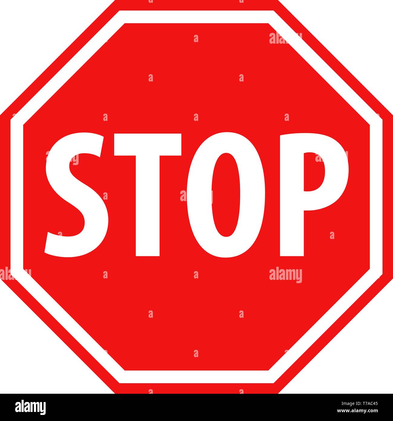 Semplice arresto rosso cartello stradale simbolo o icona illustrazione vettoriale Illustrazione Vettoriale