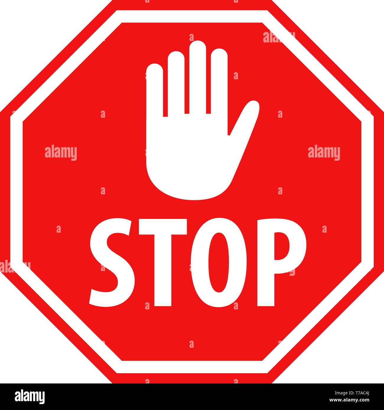 Semplice arresto rosso cartello stradale con mano bianca simbolo o icona  illustrazione vettoriale Immagine e Vettoriale - Alamy