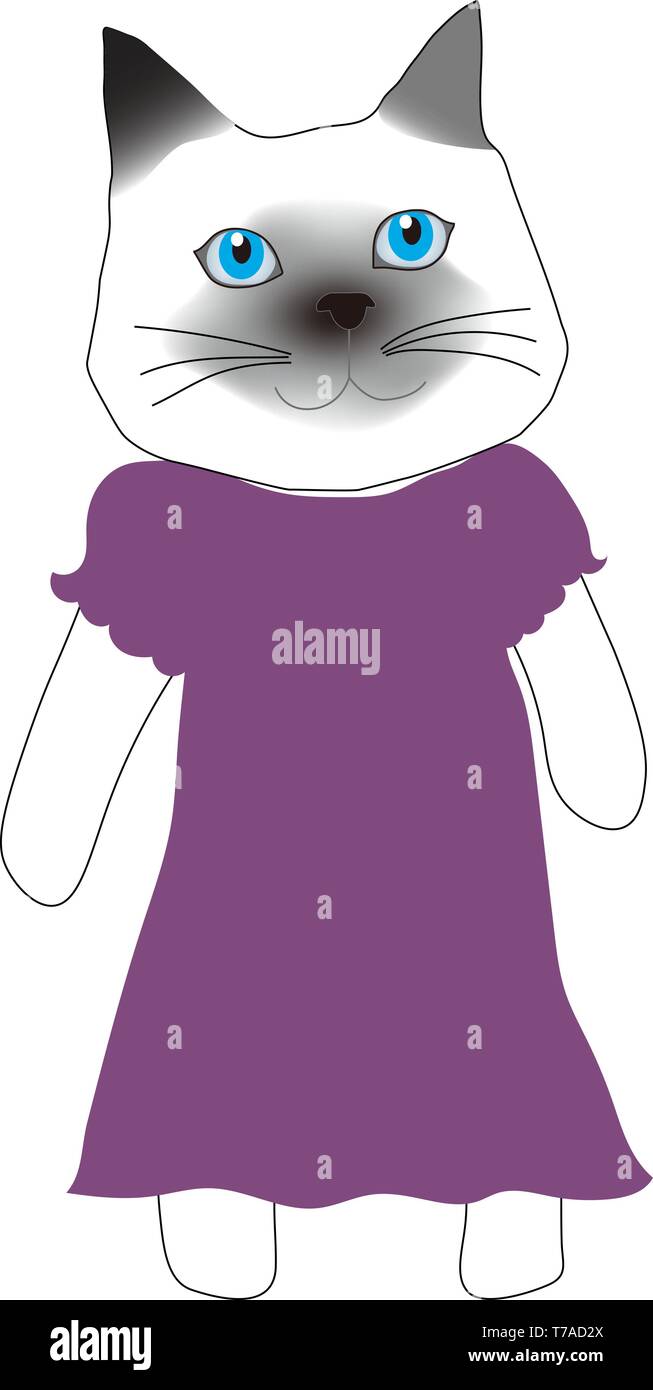 Gatto nero in un vestito viola Foto Stock