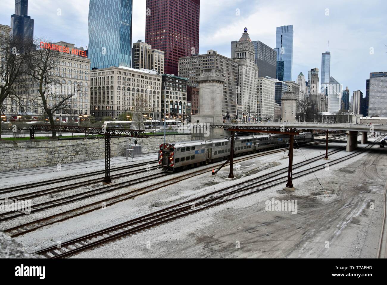 Il Congress Hotel lungo il Millennium Park, Chicago, Illinois Foto Stock
