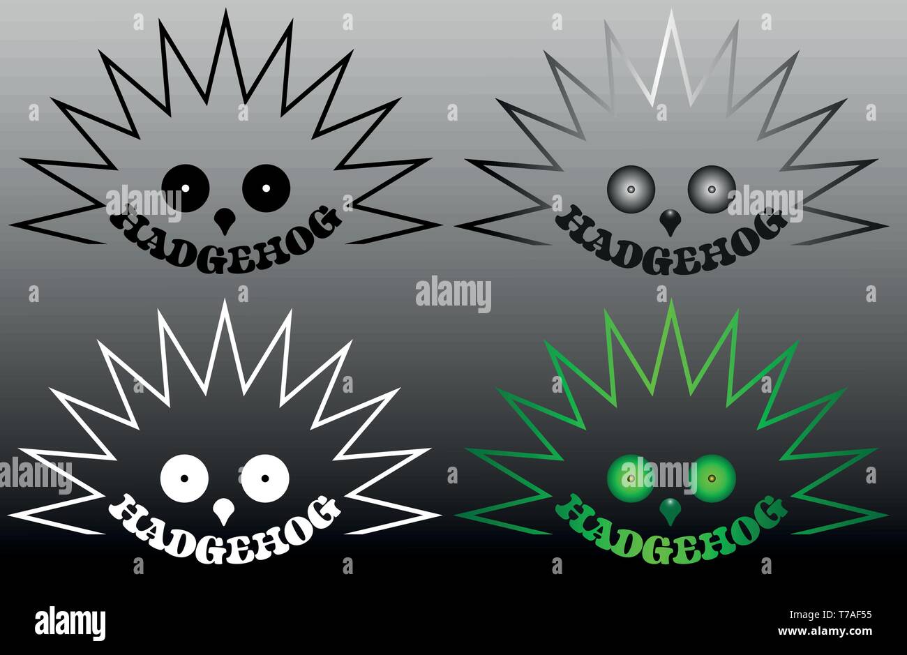 Hedgehog logo minimalista in varie versioni con la scritta Illustrazione Vettoriale