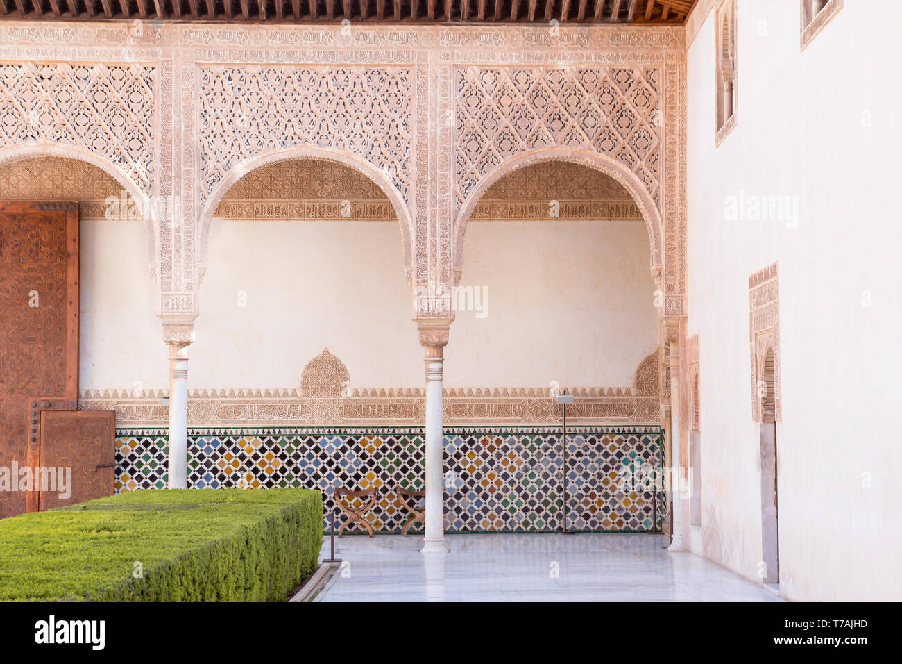 Parete ornata in Alhambra Palace Foto Stock