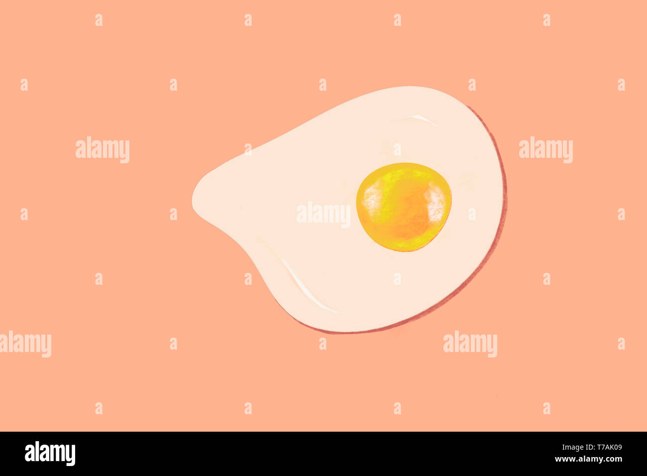 Uovo fritto isolato su sfondo arancione.uovo fritto icona piatta. Illustrazione. Foto Stock