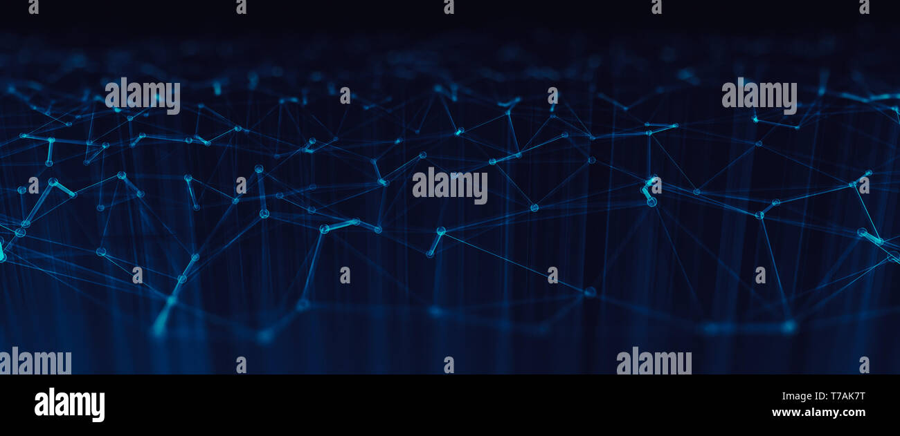 Triangoli di moderna tecnologia di connessione sullo sfondo Foto Stock