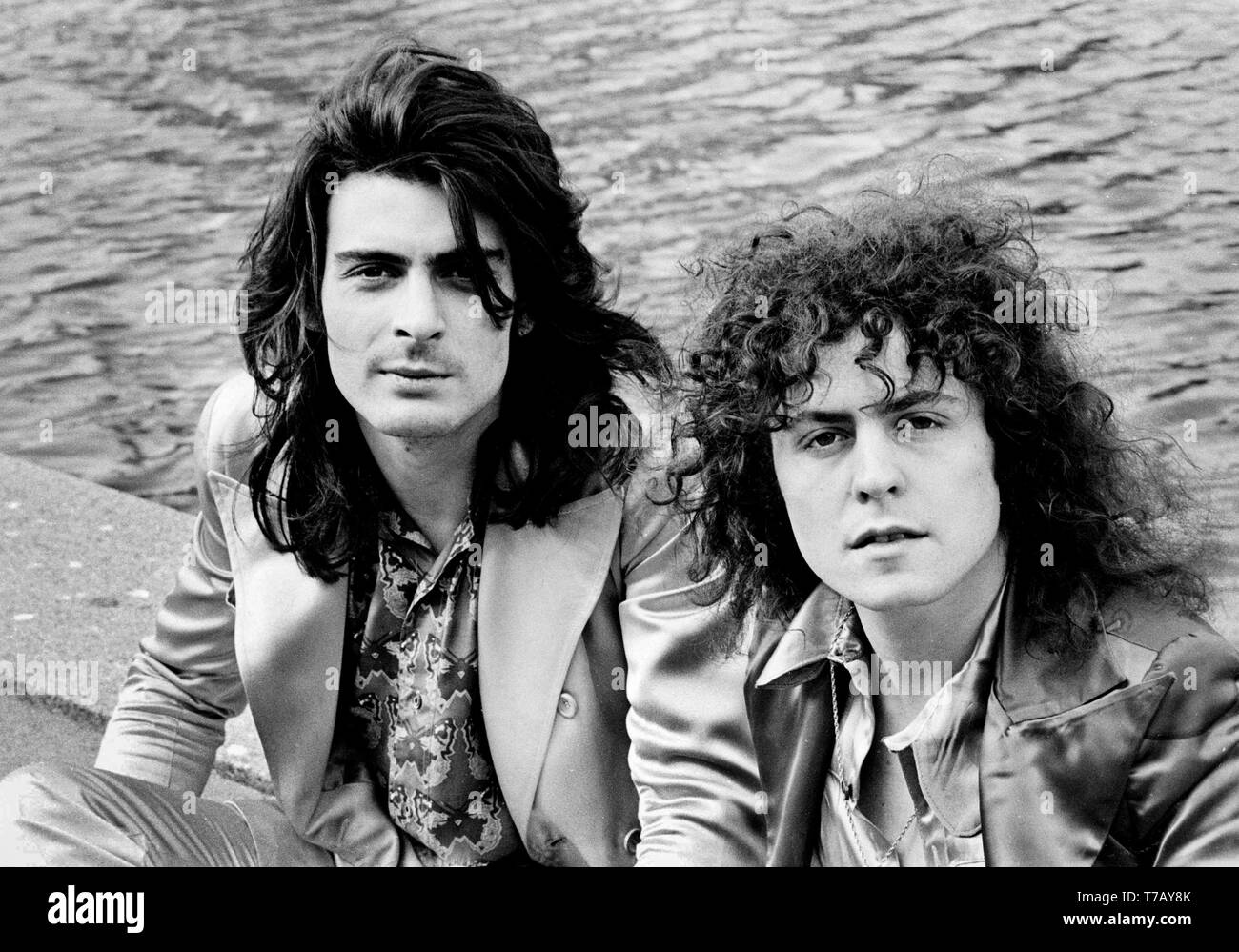 Marc bolan e micky finn da glitterrock gruppo T-Rex Amsterdam, Paesi Bassi - 1972 Foto Stock