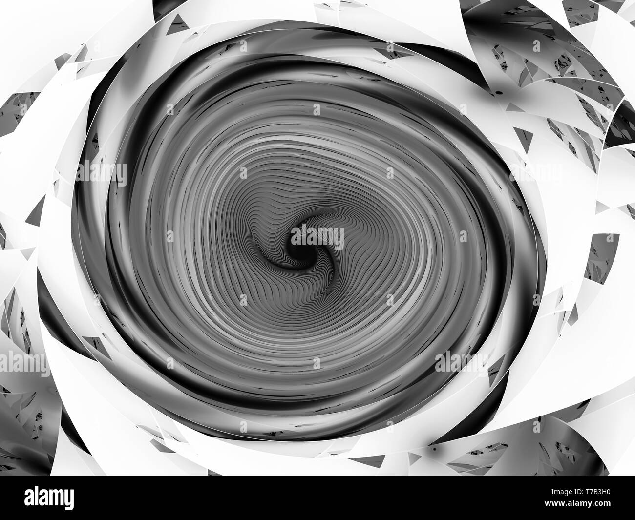 Galactic ruota di filatura, generato dal computer intenisty astratta mappa, invertita in bianco e nero, rendering 3D Foto Stock