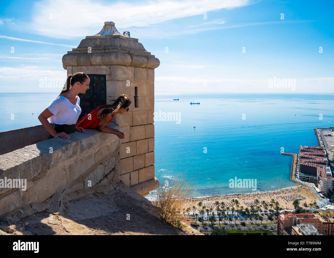 Garita de observación del Castillo de Santa Bárbara. Alicante. Comunidad Valenciana. España Foto Stock
