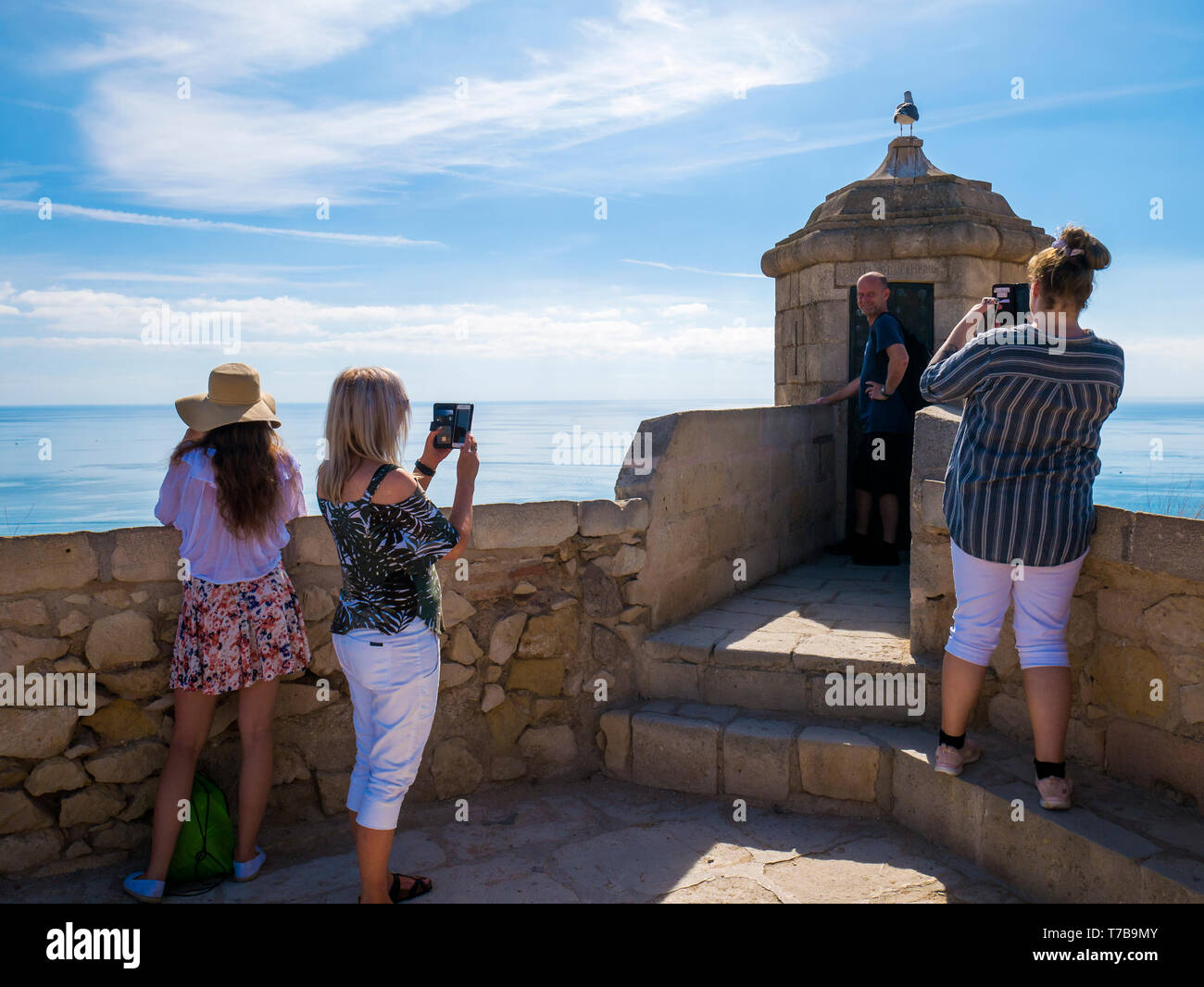 Garita de observación del Castillo de Santa Bárbara. Alicante. Comunidad Valenciana. España Foto Stock