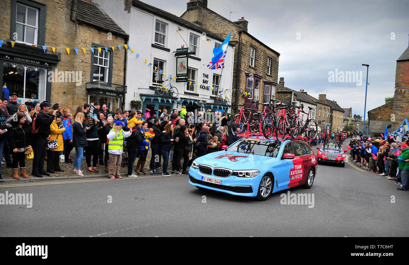 Tour de Yorkshire supporto del Team Masham North Yorkshire England Regno Unito Foto Stock