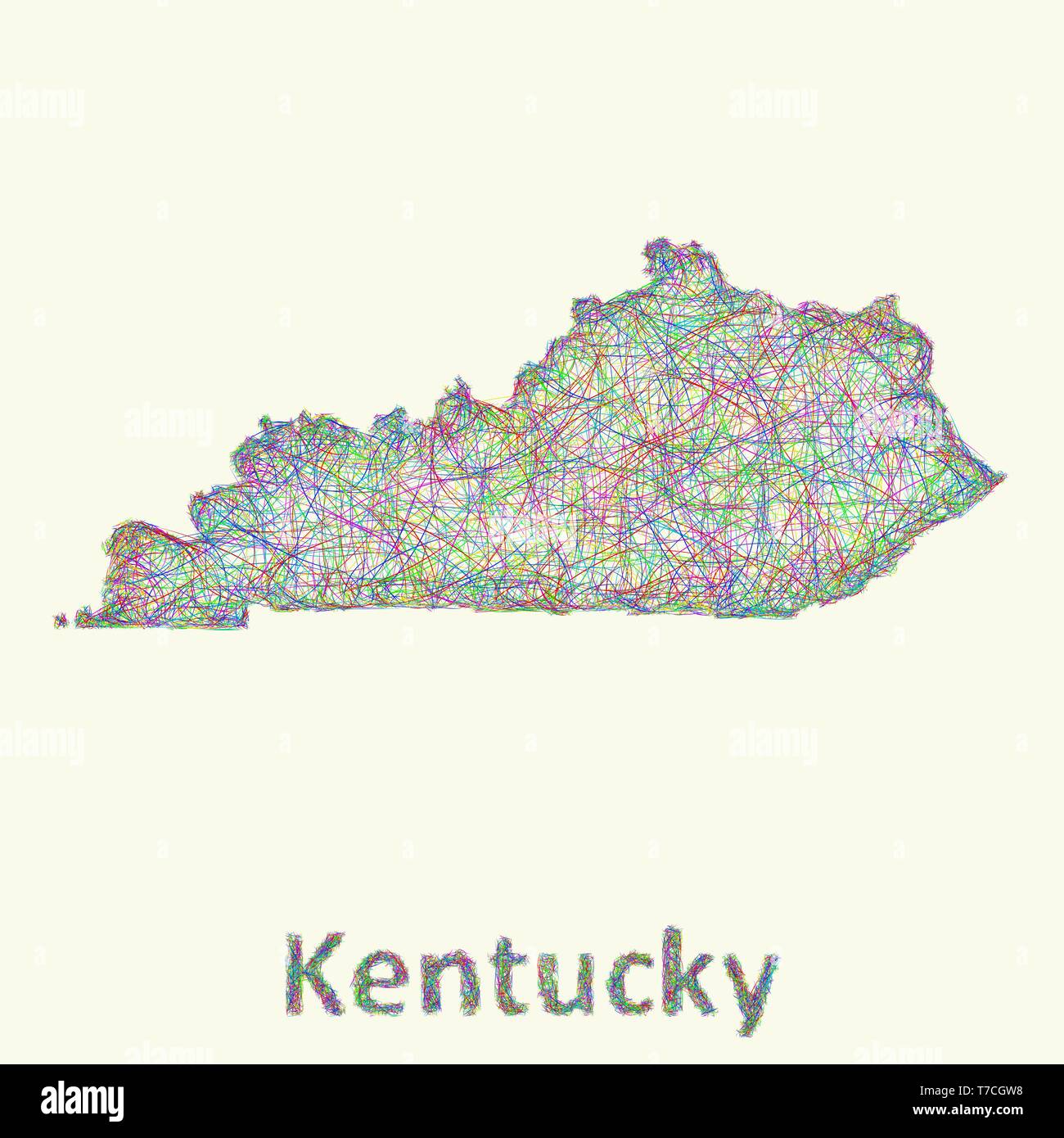 Kentucky line art mappa Illustrazione Vettoriale