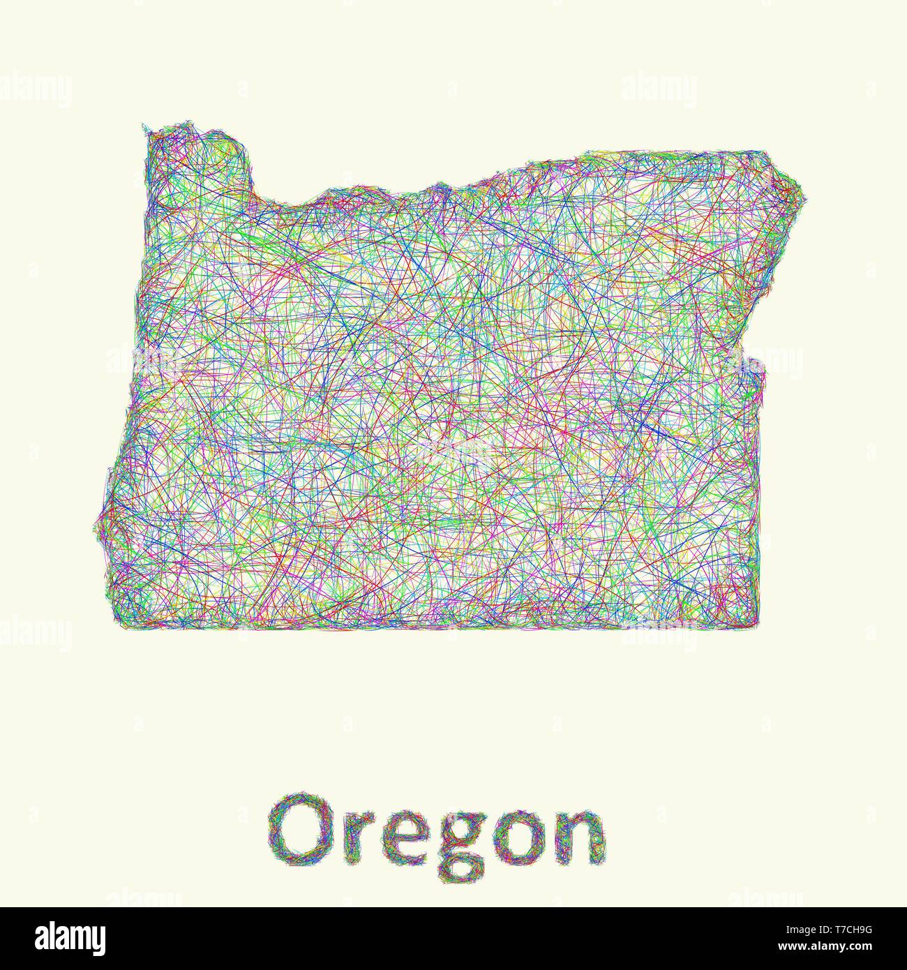 Oregon line art mappa Illustrazione Vettoriale