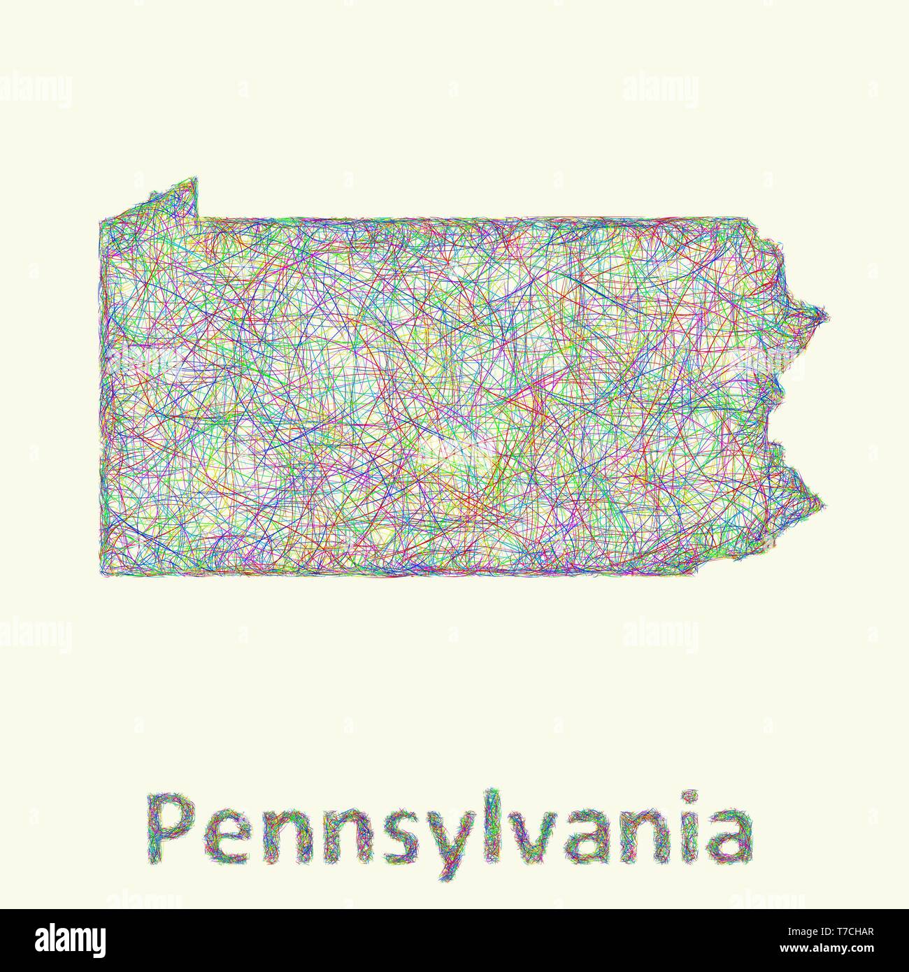 In Pennsylvania line art mappa Illustrazione Vettoriale