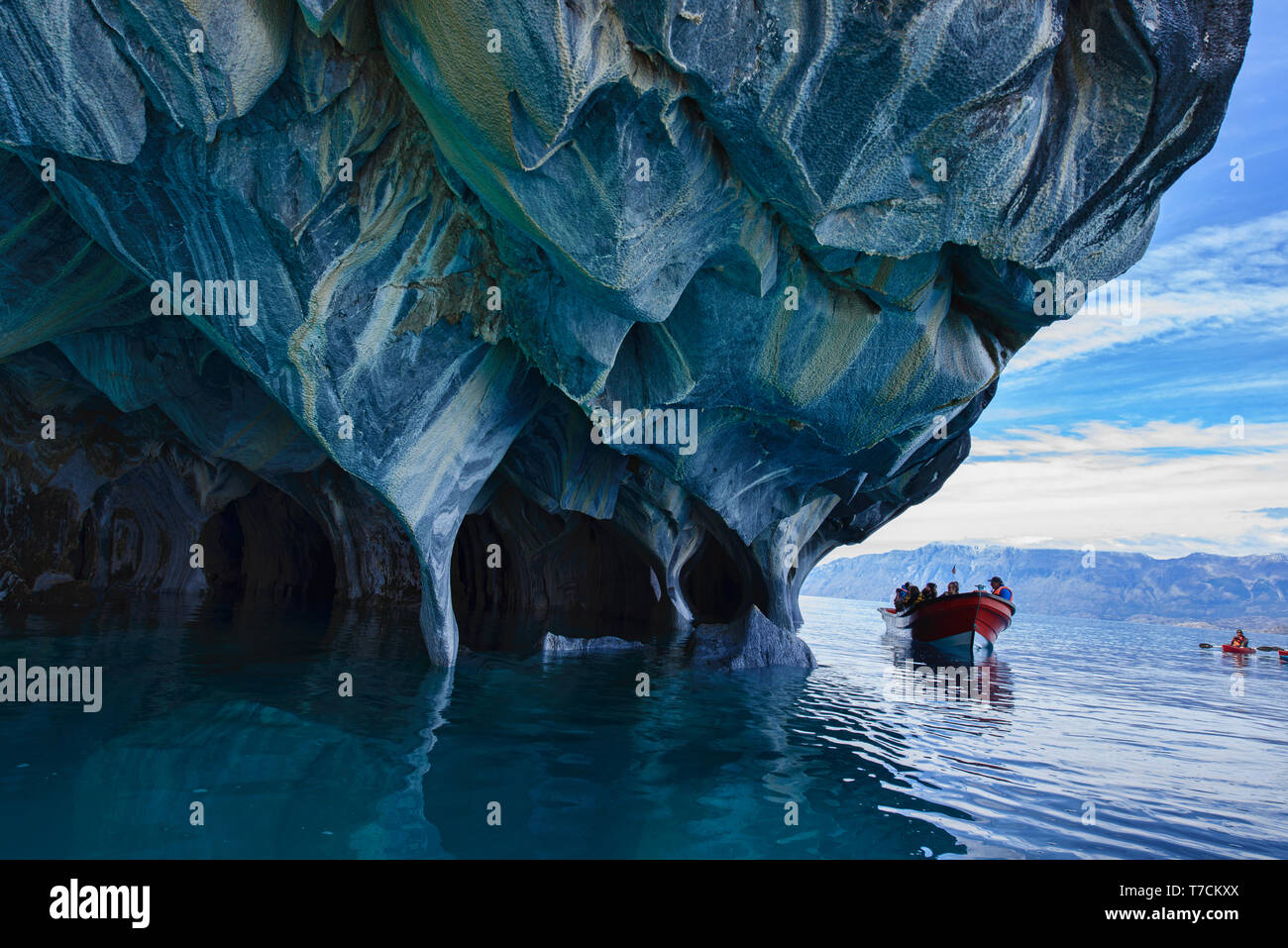 Le cave di marmo (Capilla de Marmol), Rio tranquilo, Aysen, Patagonia, Cile Foto Stock