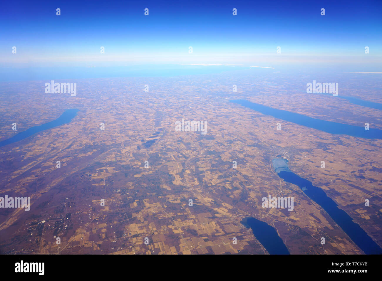 Vista aerea del Cayuga Lake e il lago Cayuga in Upstate New York Foto Stock