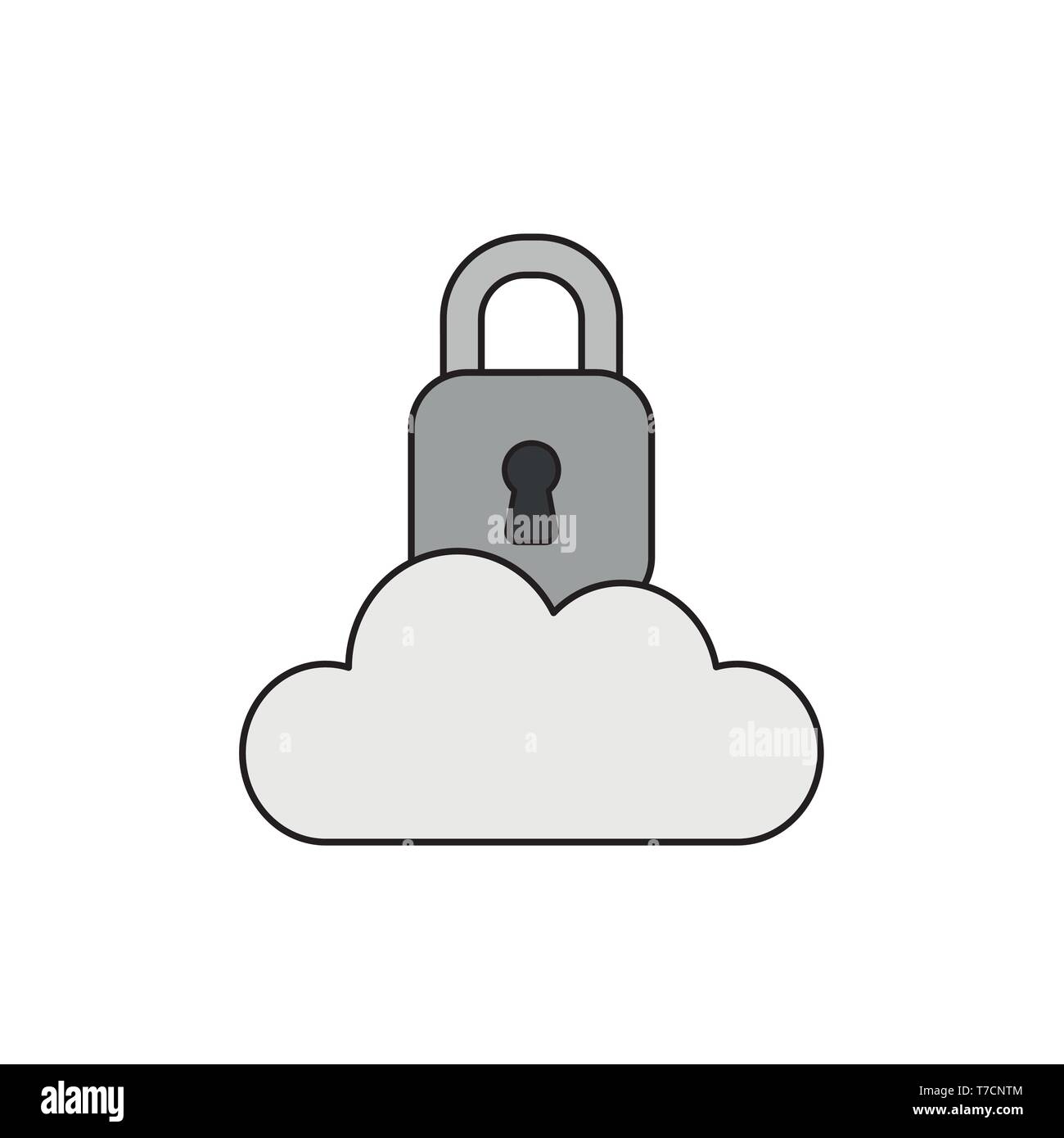 Icona vettore concetto di chiusura lucchetto grigio sul cloud. Illustrazione Vettoriale