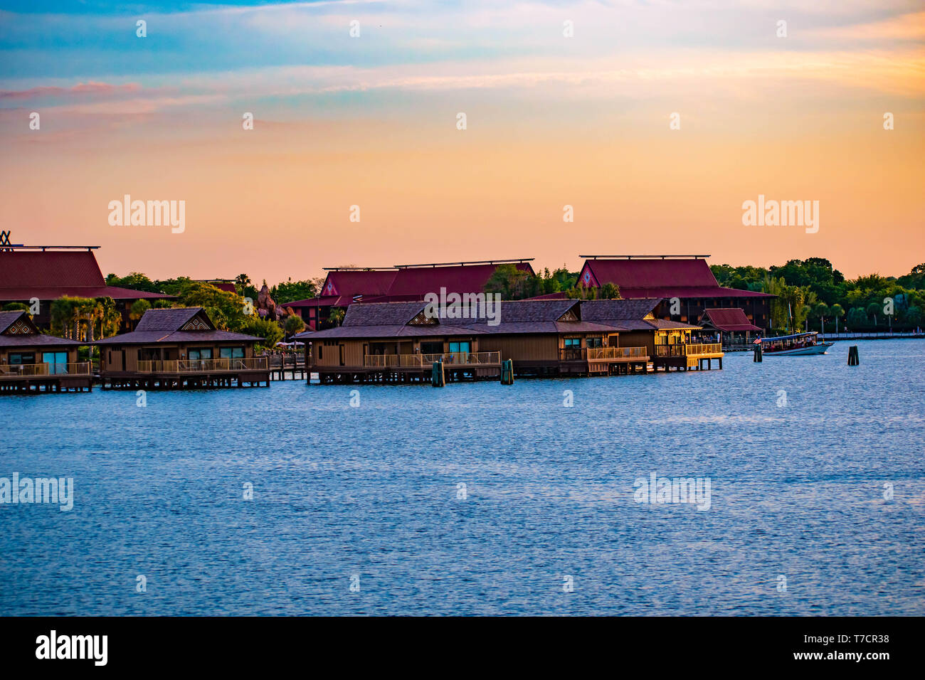 Orlando, Florida. Aprile 23, 2019. Polynesian Resort cabine sul ...